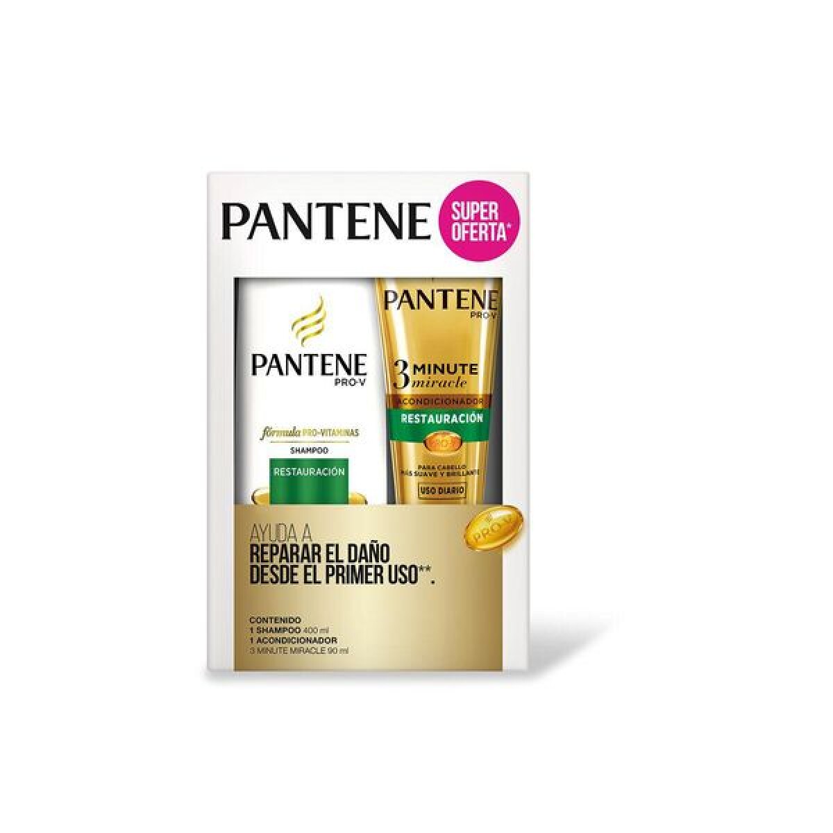 Pack Shampoo Pantene Fuerza y Reconstrucción 400 ml + Acondicionador 3 mm – Cabello Fuerte