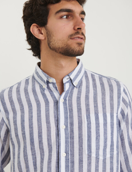 012566 CAMISA HARRINGTON LABEL Blanco / Azul Piedra