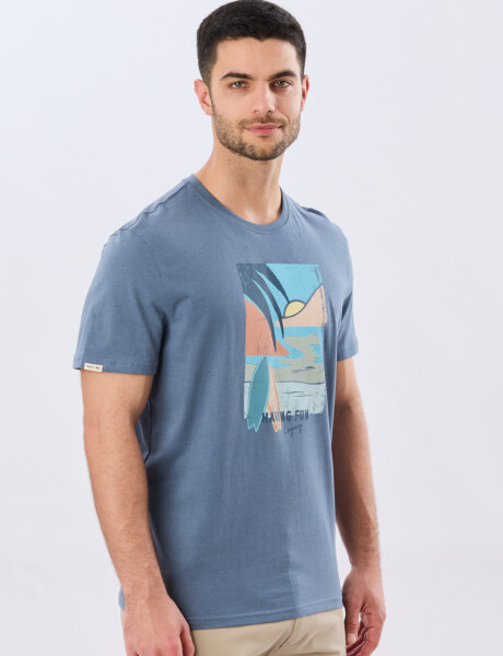 REMERA ESTAMPADA DE ALGODÓN Piedra