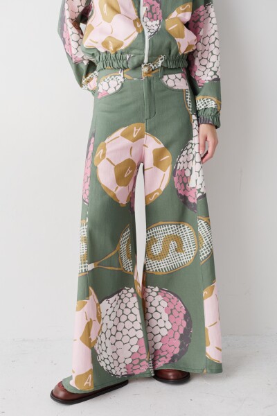PANTALON WIDE XL PRINT TEAM Macros Verde