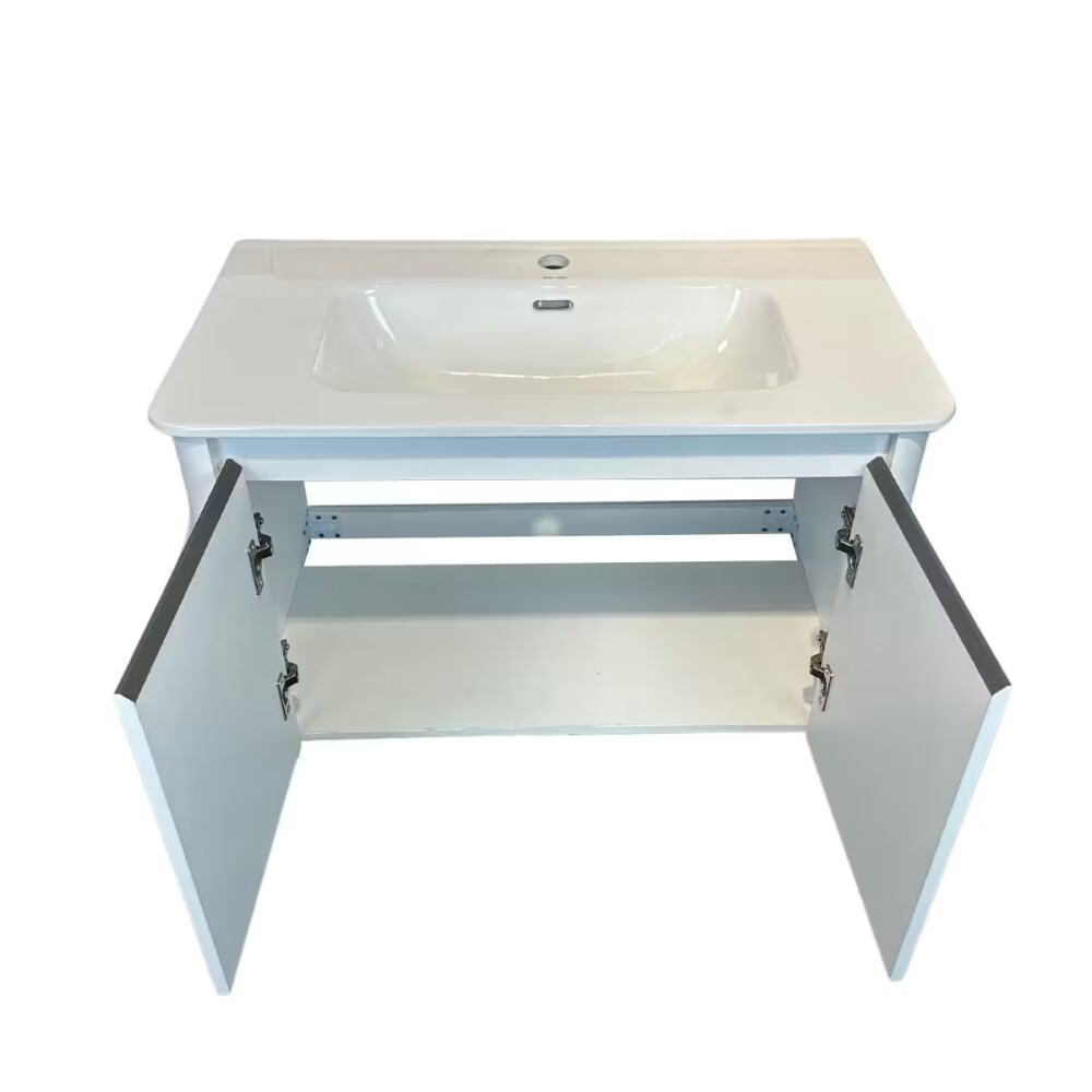 Mueble de baño suspendido Montano Blanco 80 cm con Bacha de Loza Mueble De Baño Suspendido Montano Blanco 80 Cm Con Bacha De Loza