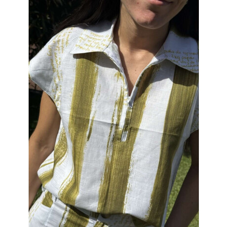 Top Zip Print Pistacho