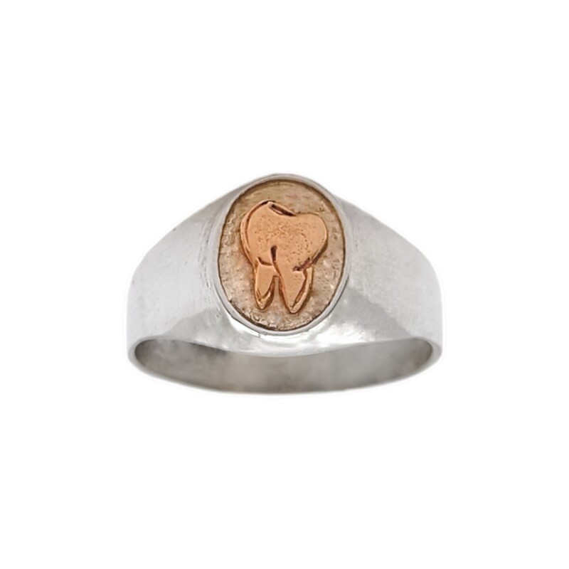 Anillo Profesión Odontólogo-Plata y Oro-Sin Piedra-AP5005 - Adulto - Sinpiedra
