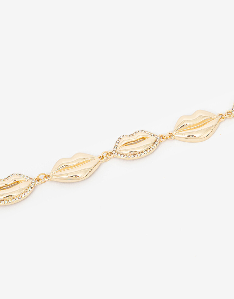 Chokers Metal Choker Boquitas Con Strass - Dorado