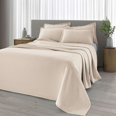 Juego Colcha y Funda Dohler Provenza Queen 100% Microfibra Beige
