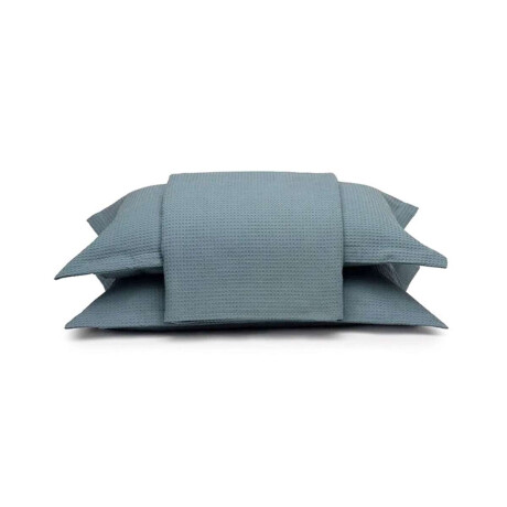 Juego Colcha y Funda Piquet Dohler Queen 100% Algodón Azul Piedra