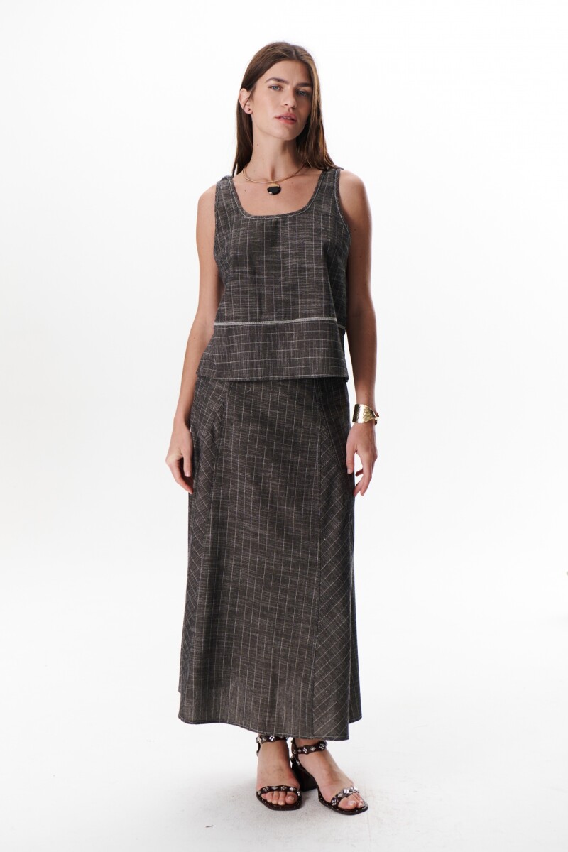 FALDA LINO RAYA NEGRO