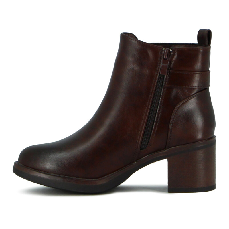 Botas Mujer Caña Darkness Caña Baja Y Taco Cuadrado Marron Oscuro