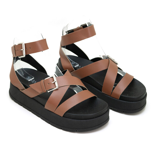 VIA UNO Sandalia Mujer Negro-marron