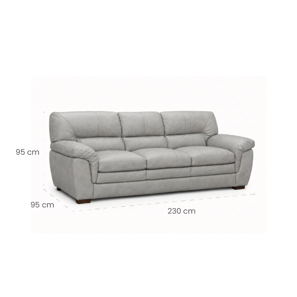 Sillon Livintus 3 Cuerpos Cuero Natural Hielo
