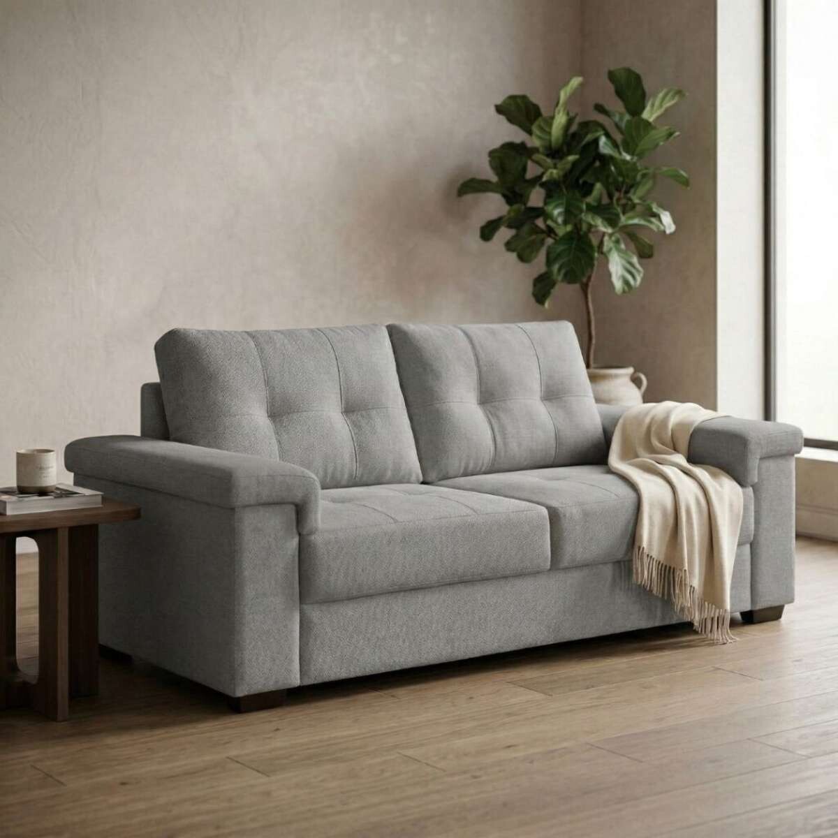 Sillon 3 Cuerpos en tela de Lino Palazio - Gris 