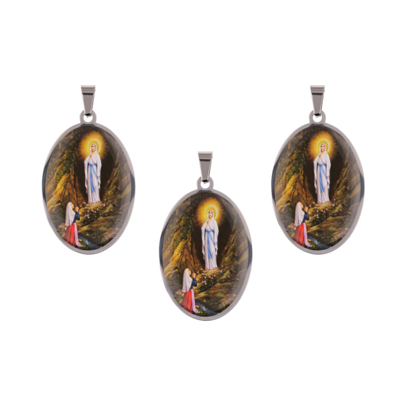 MEDALLAS DE SANTOS 5CM X3 UNIDADES Gp117/virgen De Lourdes