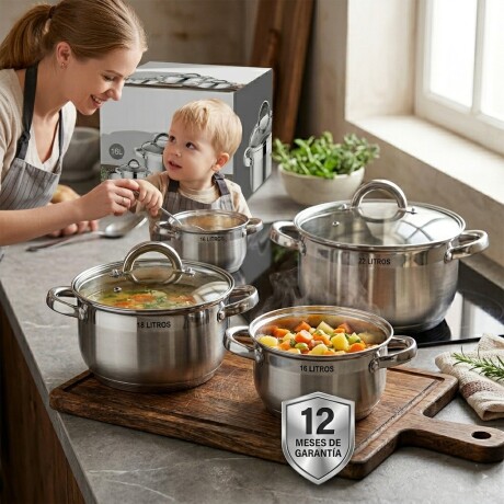 Batería De Cocina Sonifer 6 Piezas Acero Inoxidable Batería De Cocina Sonifer 6 Piezas Acero Inoxidable