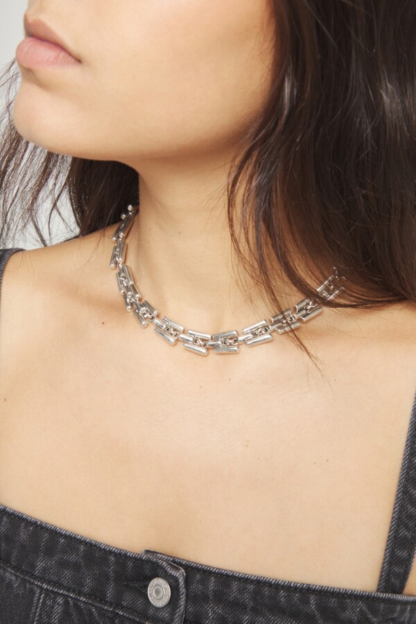 COLLAR DE ALEACIÓN DE METALES BAÑADO EN PLATA DE LEY CON ESLABONES Colgante