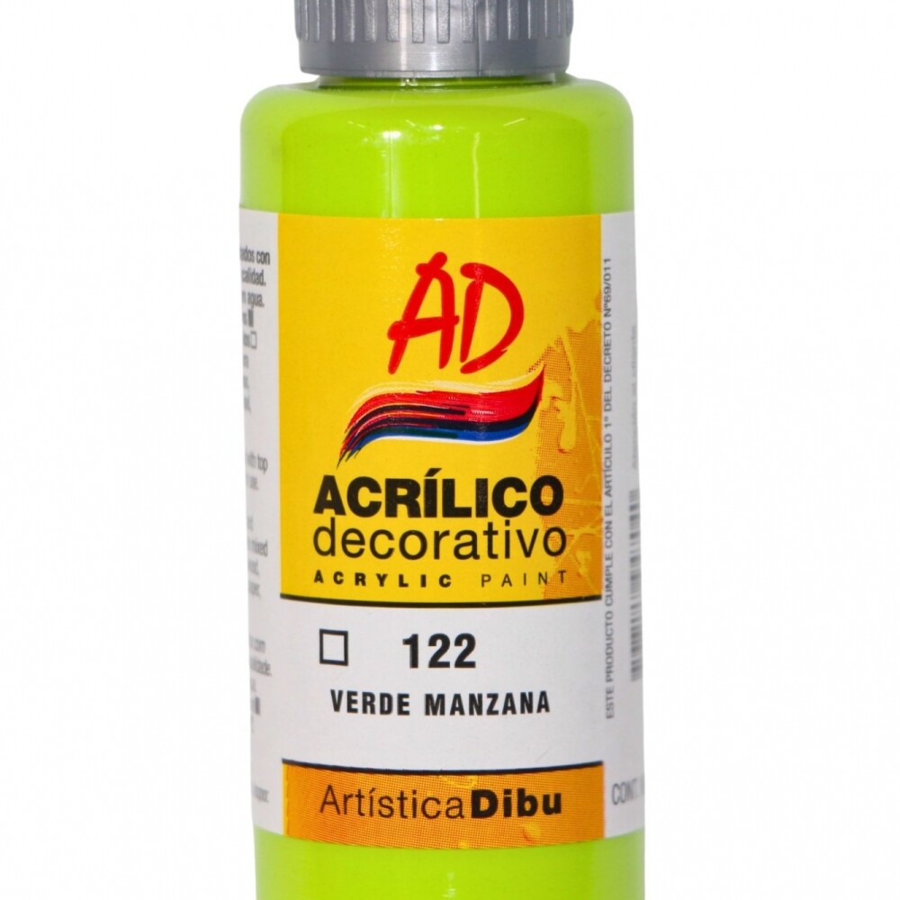 PINTURA ACRILICA ARTISTICA DIBU 60 ML. DIFERENTES COLORES COLOR VERDE MANZANA 122
