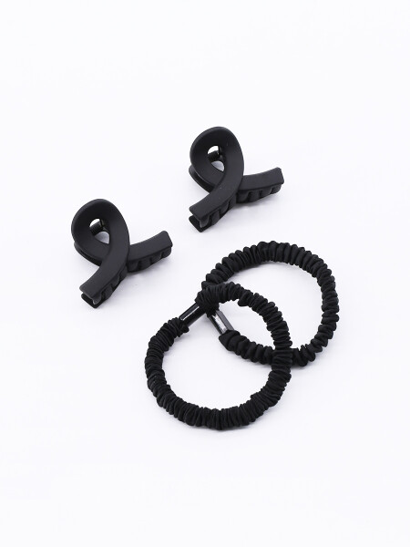 BROCHES Y COLEROS PACK X 4 NEGRO