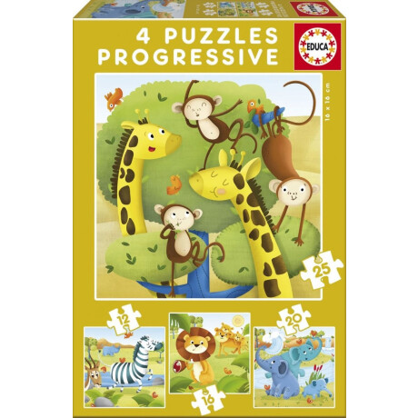 EDUCA PUZZLE PROGRESIVO 12-16-20-25 ANIMALES SALVAJES 17147 EDUCA PUZZLE PROGRESIVO 12-16-20-25 ANIMALES SALVAJES 17147