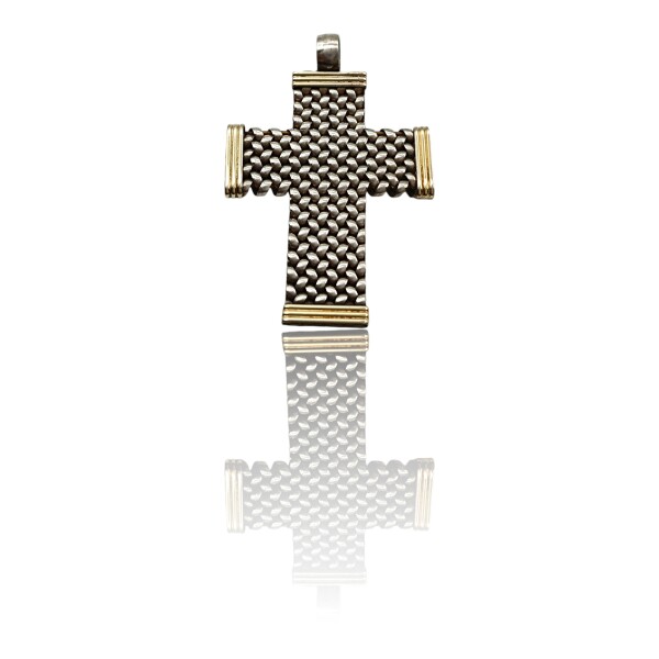 Dije Cruz Espiga-Plata 925 y Oro-Sin Piedra-CP5315 sinpiedra