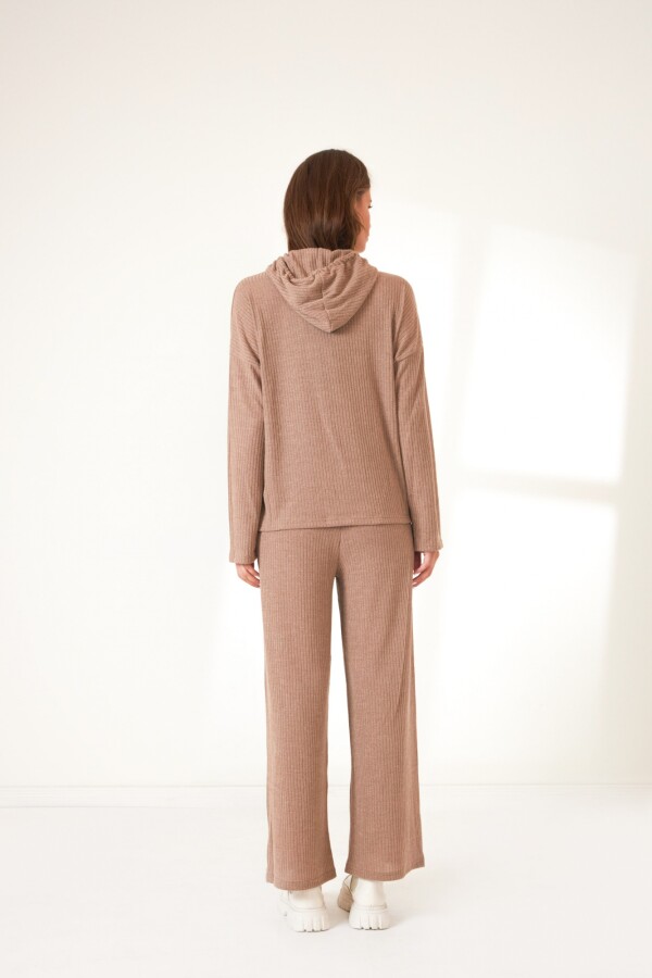 Conjunto relax ribbed beige