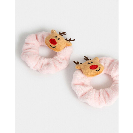 Set De Scrunchies Navidad Rosa Pastel
