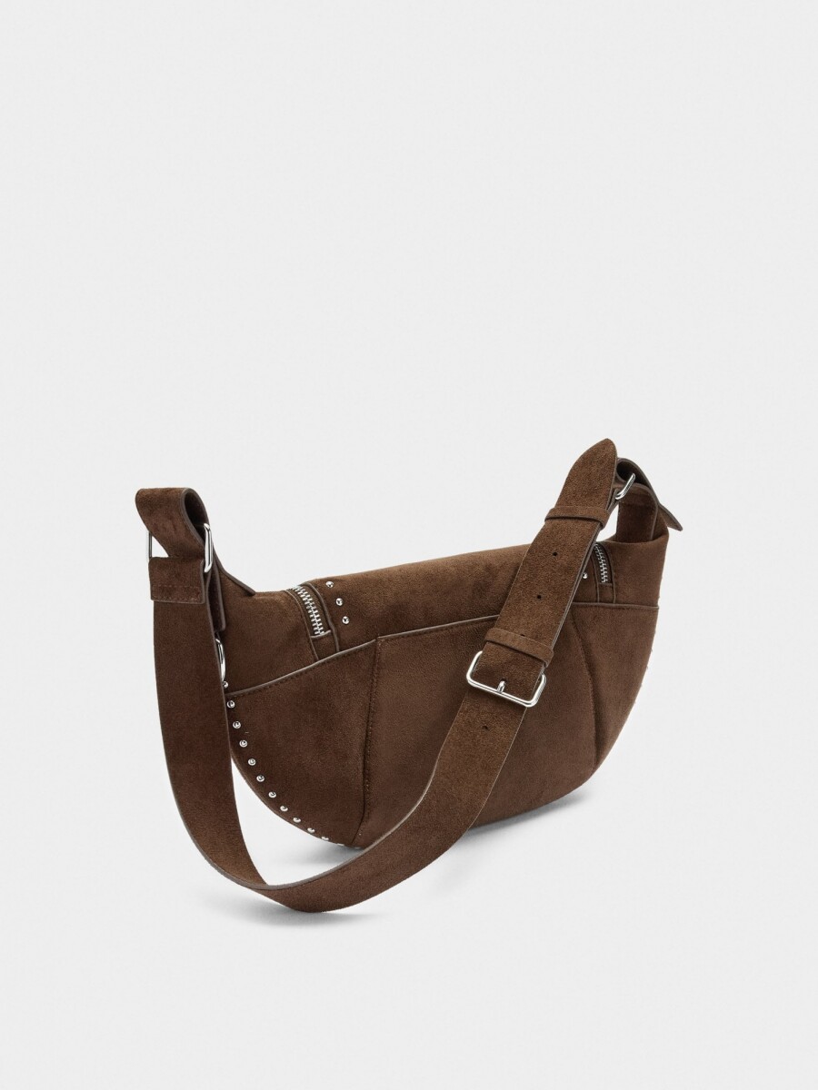 Bolso Bandolera Efecto Piel Con Tachuelas marron