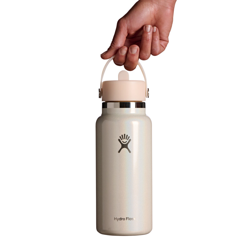 32 oz Wide Mouth with Flex Straw Cap Glimmer Cream