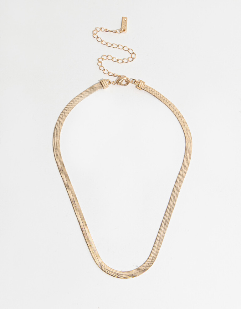 Collares Cortos Cadenas Cadena Chata Bañada En Oro - Dorado