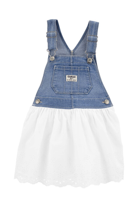 Jumper mixta de jean y falda de algodón con ojales Jumper mixta de jean y falda de algodón con ojales