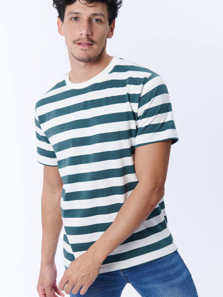 Remera Rayas Verde Y Crudo