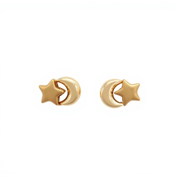 Caravanas Luna y Estrella oro - Oro bajo - Sin piedra- CA8139 sinpiedra