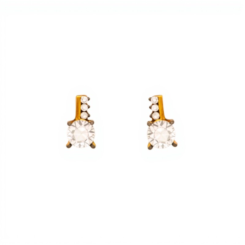 Caravanas Zirconias y oro - Oro bajo - Zirconia- CA8077 sinpiedra