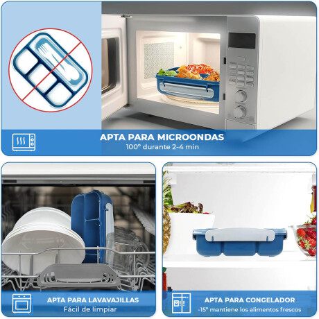 Set X27 Lunchera Térmica Tupper Vianda+ Botella+ Acc Azul