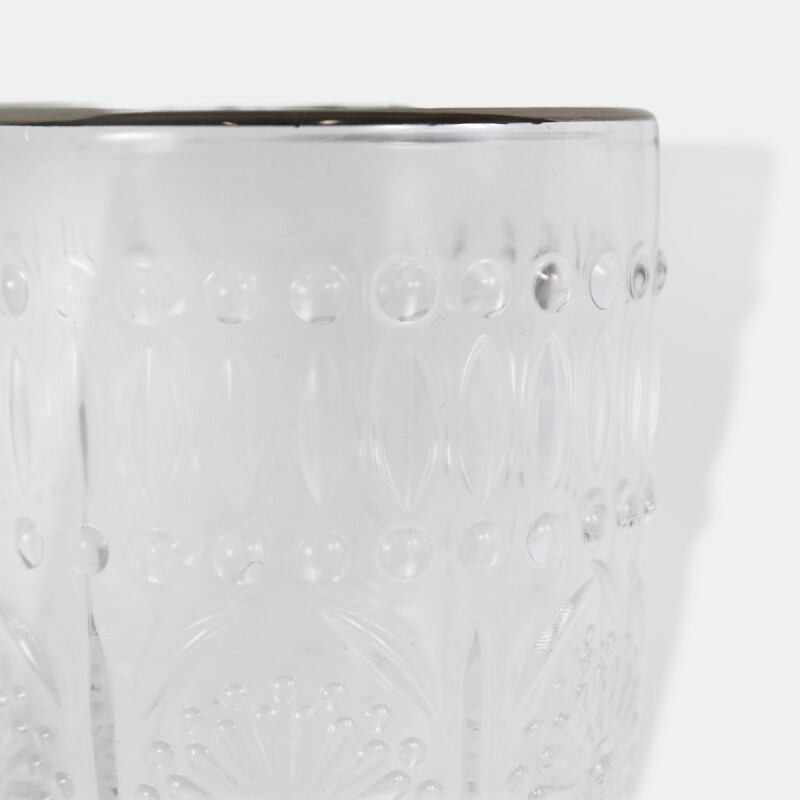COPA VIDRIO LABRADO CHAMPAGNE 20X7CM BORDE PLATA Unica