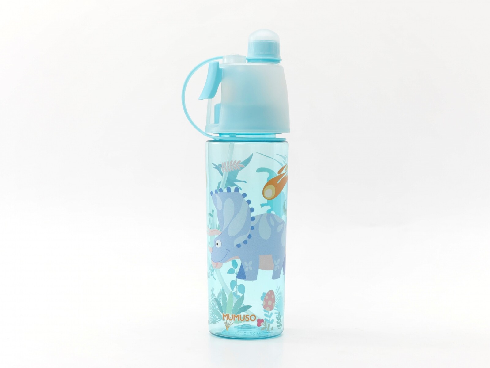 BOTELLA DE AGUA DE PLÁSTICO CON PULVERIZADOR PARA NIÑOS (DINOSAUR PARADISE/500 M 