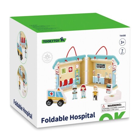 Juego Infantil Set de Hospital Plegable c/ Figuras en Madera Multicolor