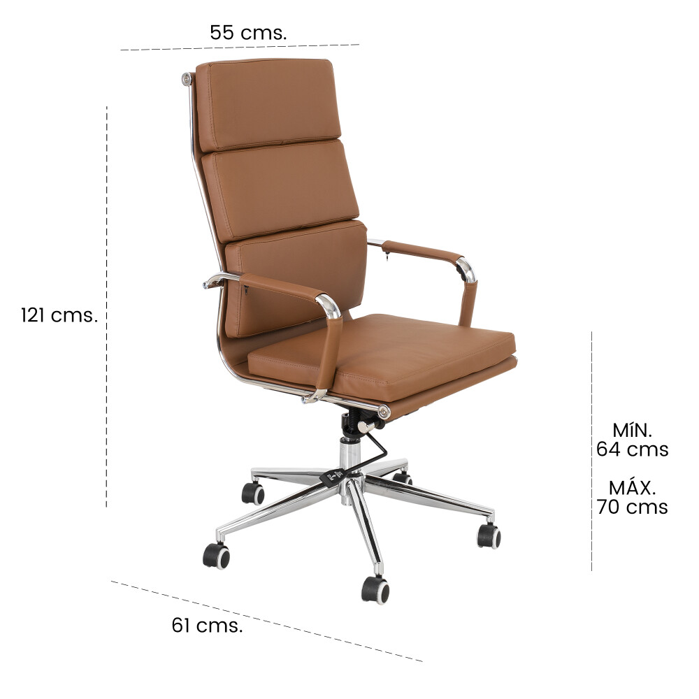 SILLA DE ESCRITORIO PU-Y-ACERO MARRON D-105