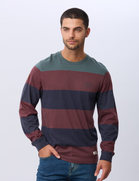 REMERA RAYADA DE ALGODÓN Azul