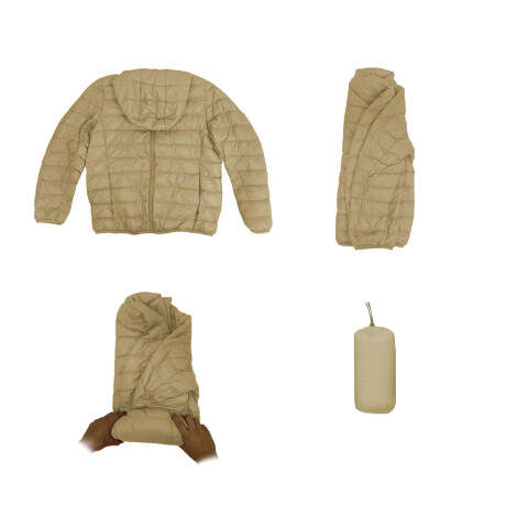 Uzspace Campera Dama Capucha Liviana Fácil Guardado Beige