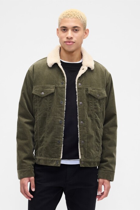 Campera De Jean Con Corderito Hombre Olive Night