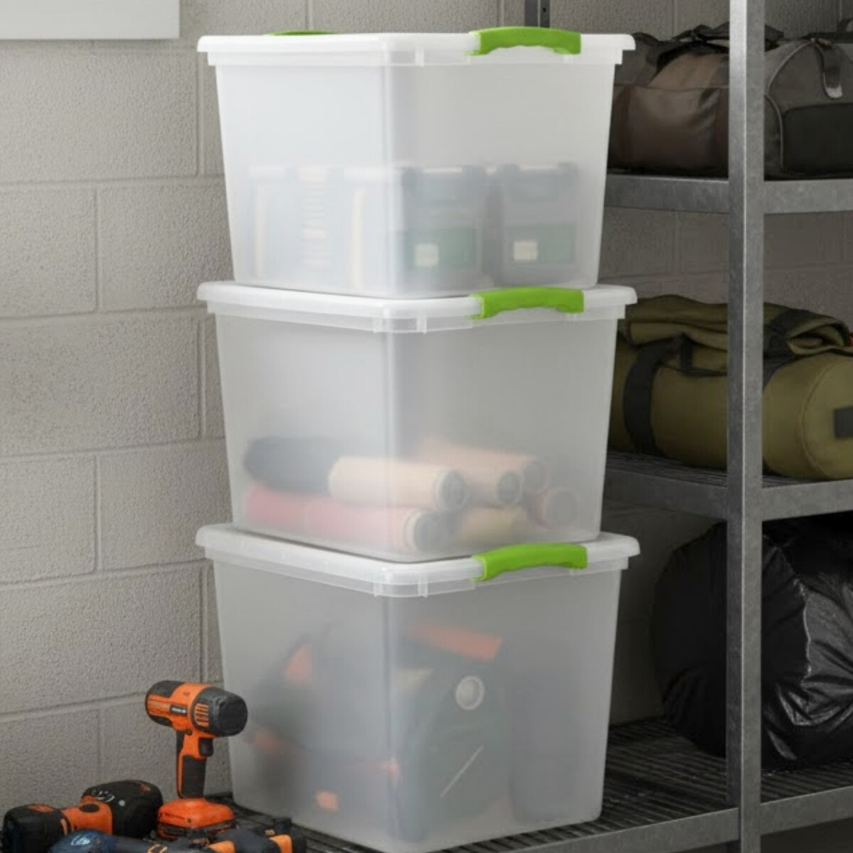 Set x3 Caja organizadora 45 lts Wenbox - TRANSPARENTE 