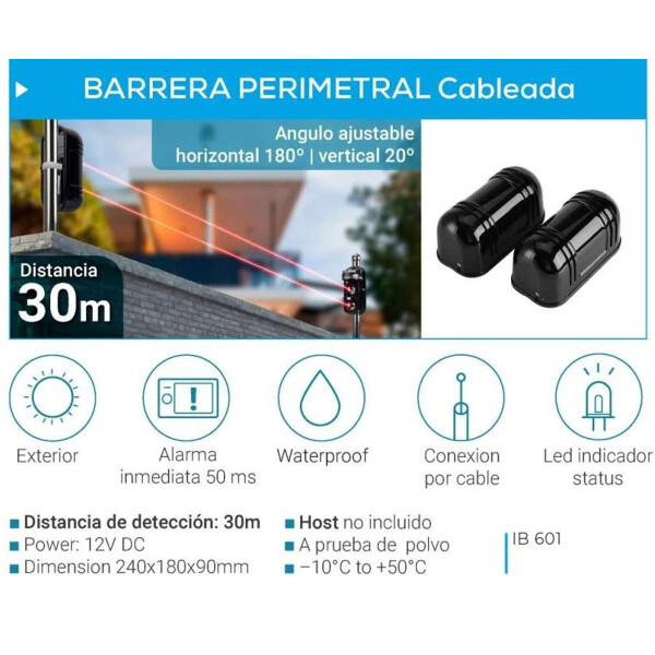 Barrera Infrarroja Exterior Perimetral Tuya Ib601 TUYA SMART BARRERA PERIMETRAL IB601 30M