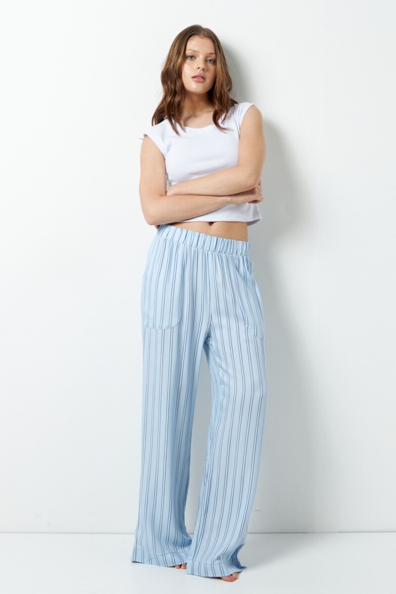 PANTALON EROS Blanco/Celeste