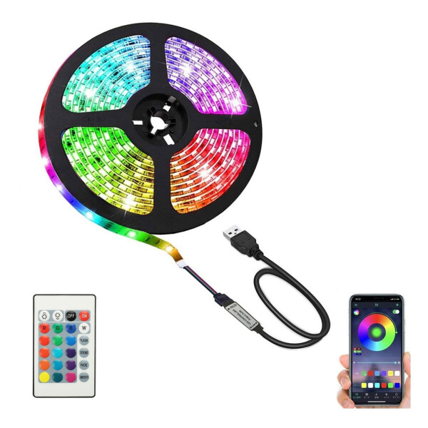 Cinta Luces Led Tira Rgb 5050 5m Bluetooth + Control Rem Cinta Luces Led Tira Rgb 5050 5m Bluetooth + Control Rem