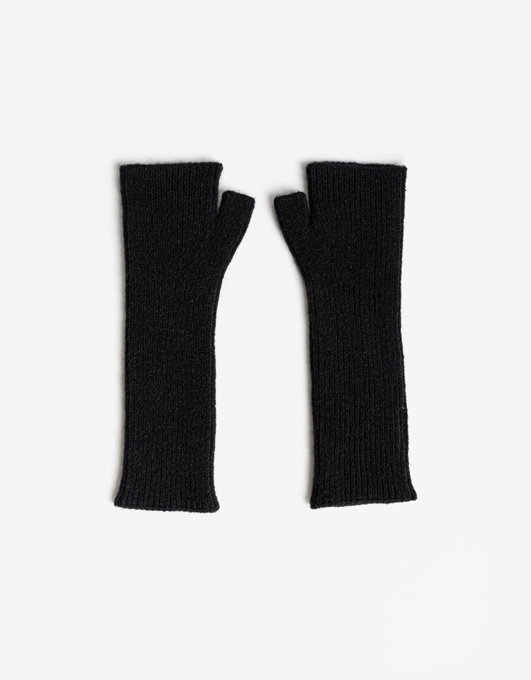 Guantes Tejidos Mitones Par De Guantes Mitones Largos - Negro