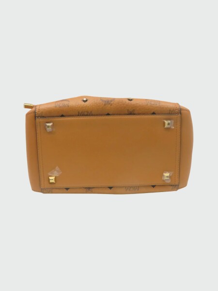 Cartera bombonera de cuero con monograma Camel
