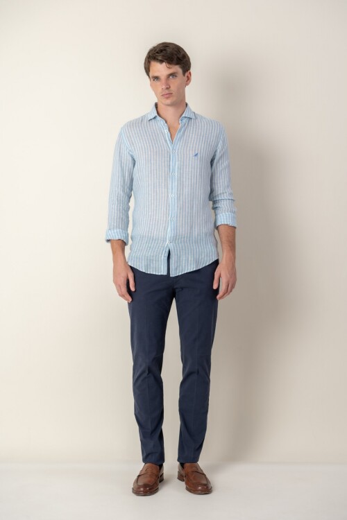 Pantalón de algodón Slim Fit Azul