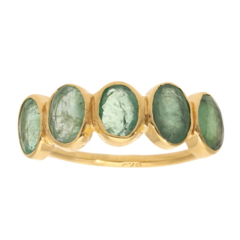 Anillo medio sin fin -Plata rodinada con micra oro 18k-Piedra Esmeralda- AN2019 conpiedra