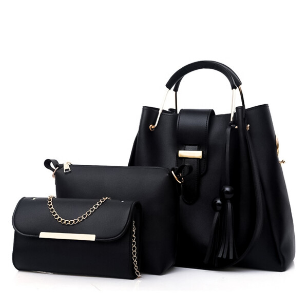 Bolso Cartera de Hombro y de Mano 3 en 1 Negro Bolso Cartera de Hombro y de Mano 3 en 1 Negro
