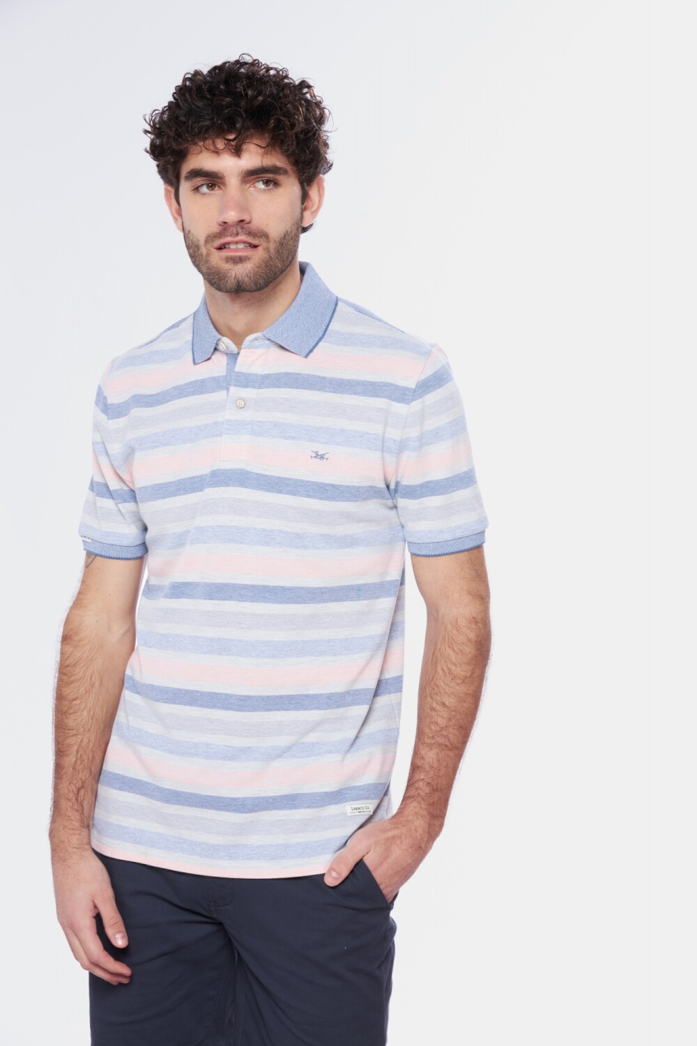 REMERA POLO RAYADA Gris