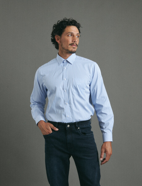 012687 CAMISA HARRINGTON LABEL Celeste/blanco